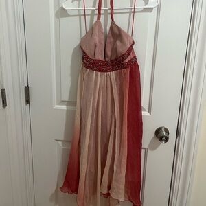 2000s pink asymmetrical dress